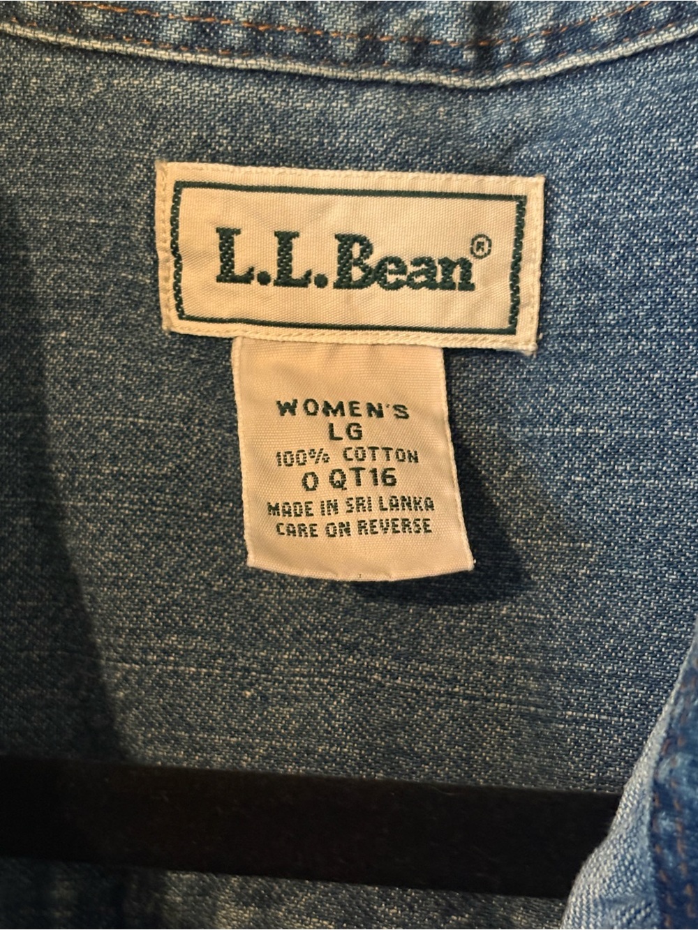 L.L. Bean Women's Denim Button Down Shirt Size Large - Distressed/Flawed Blue